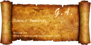 Gancz Ambrus névjegykártya